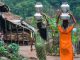 Women carrying containers of water above their heads