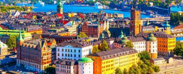 Colourful buildings in the city of Stockholm, Sweden