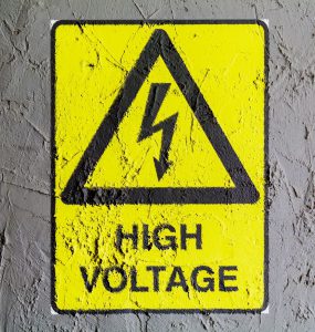A high voltage sign